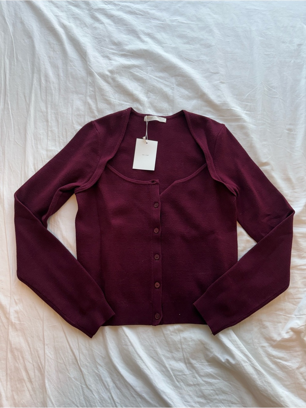 Oak + Fort Plum Button-Front Cardigan